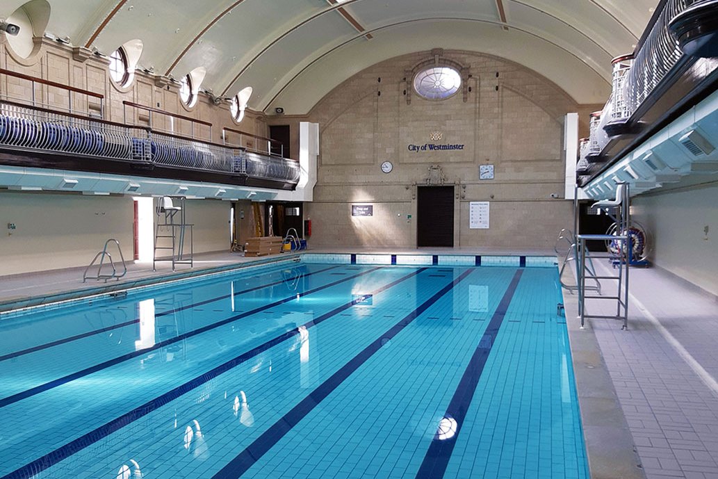 chlorinated paint for porchester centre swimming pool hall