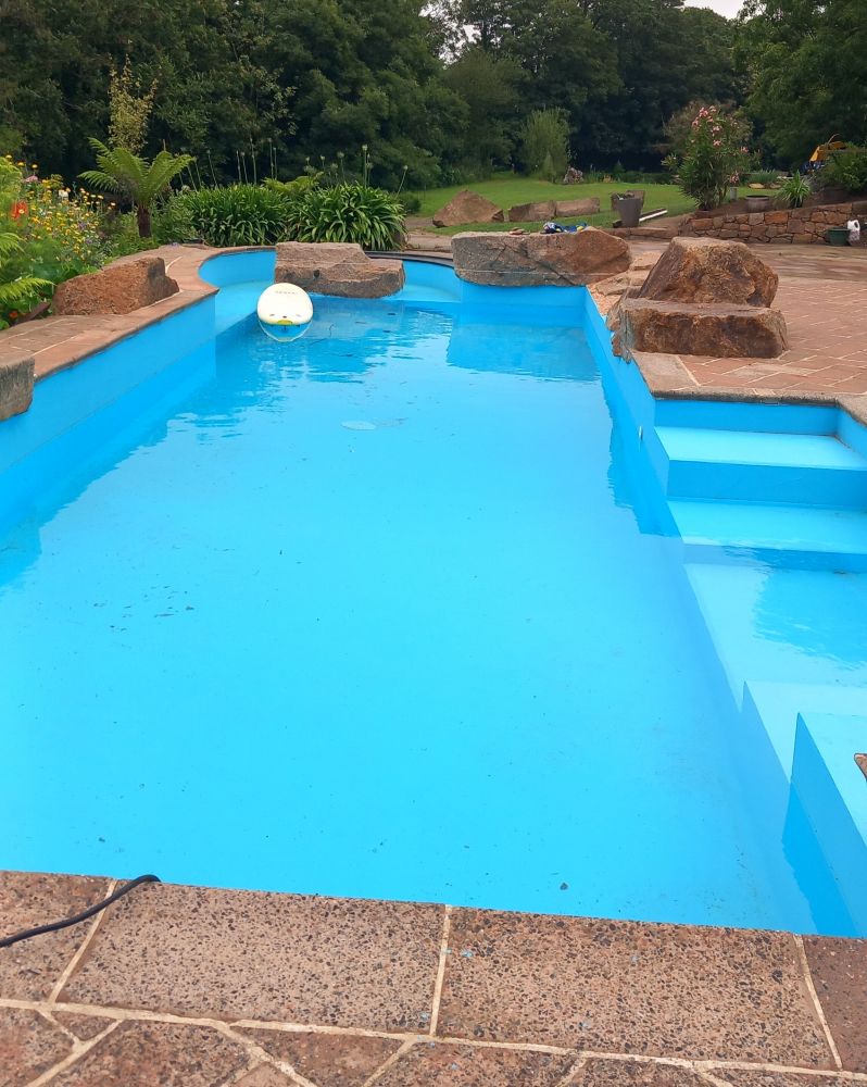 bright blue waterbased swimming pool paint
